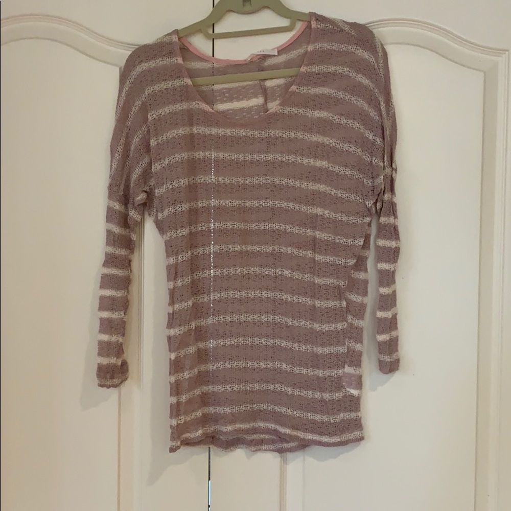 Pale pink and white striped sweater